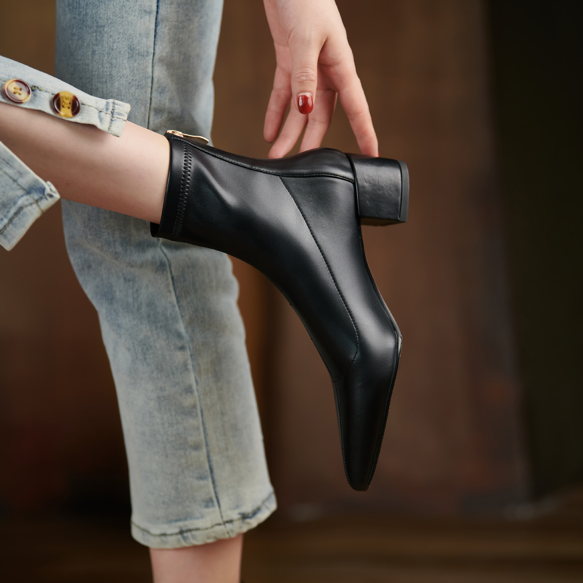 Chiko Helvia Pointed Toe Block Heels Boots