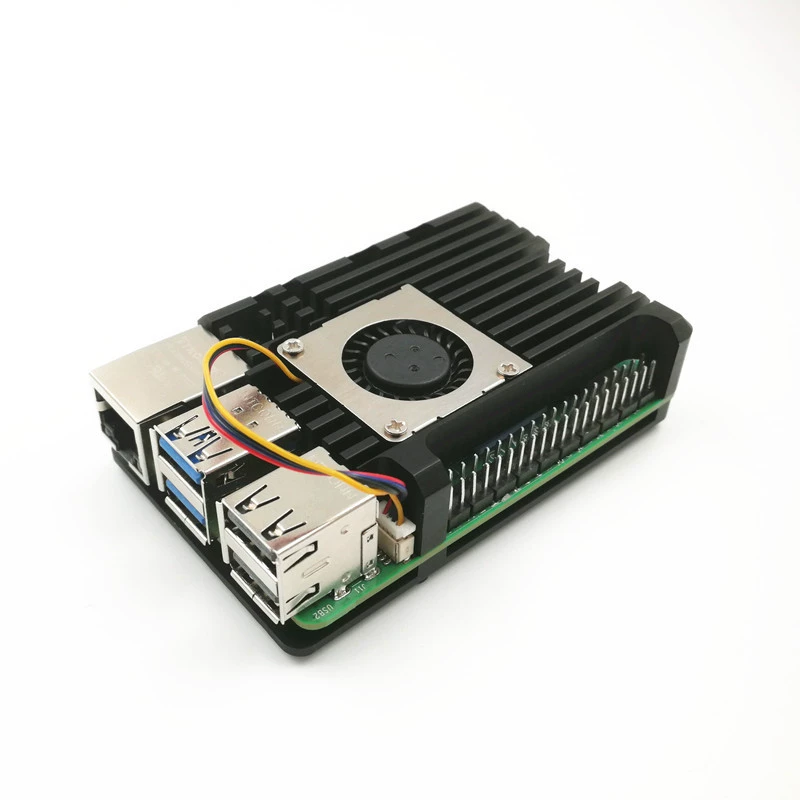 Алюминиевый корпус из сплава для Raspberry Pi Pi5 с PWM управлением температурой, вентиляторами охлаждения и защитой от перегрева