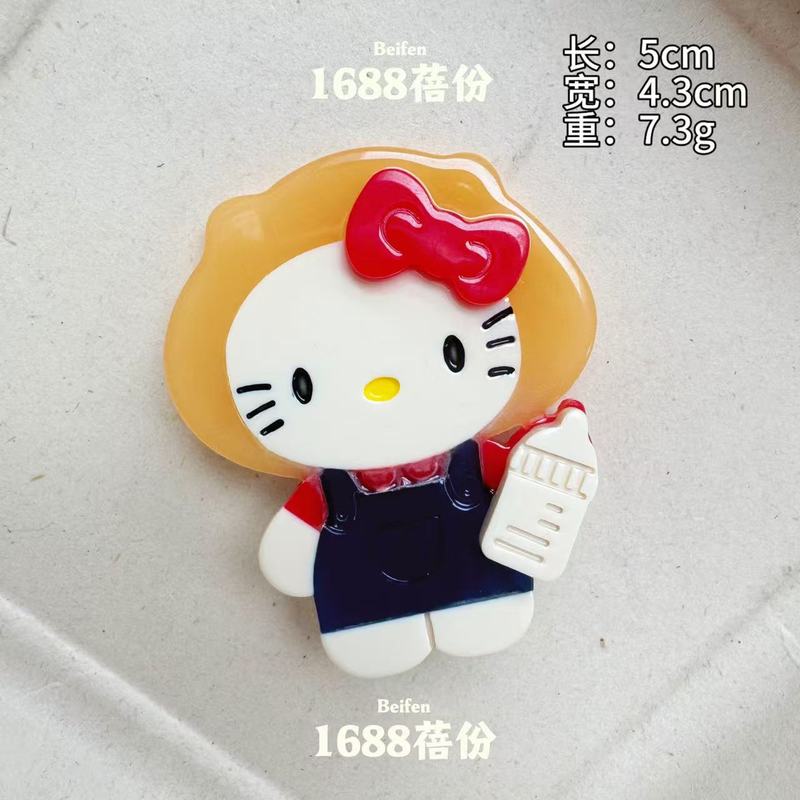 新款醋酸拼接卡通KT猫发夹高端边夹helloKitty猫可爱鸭嘴夹头饰|undefined