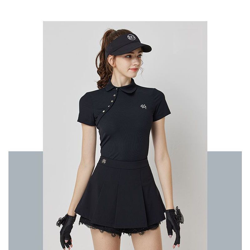 Golf Clothing Women's Short-Sleeved T-Shirt Slim Fit Women's Sports Top with High Waist Anti-Exposure Women's Skirt Quick-Drying