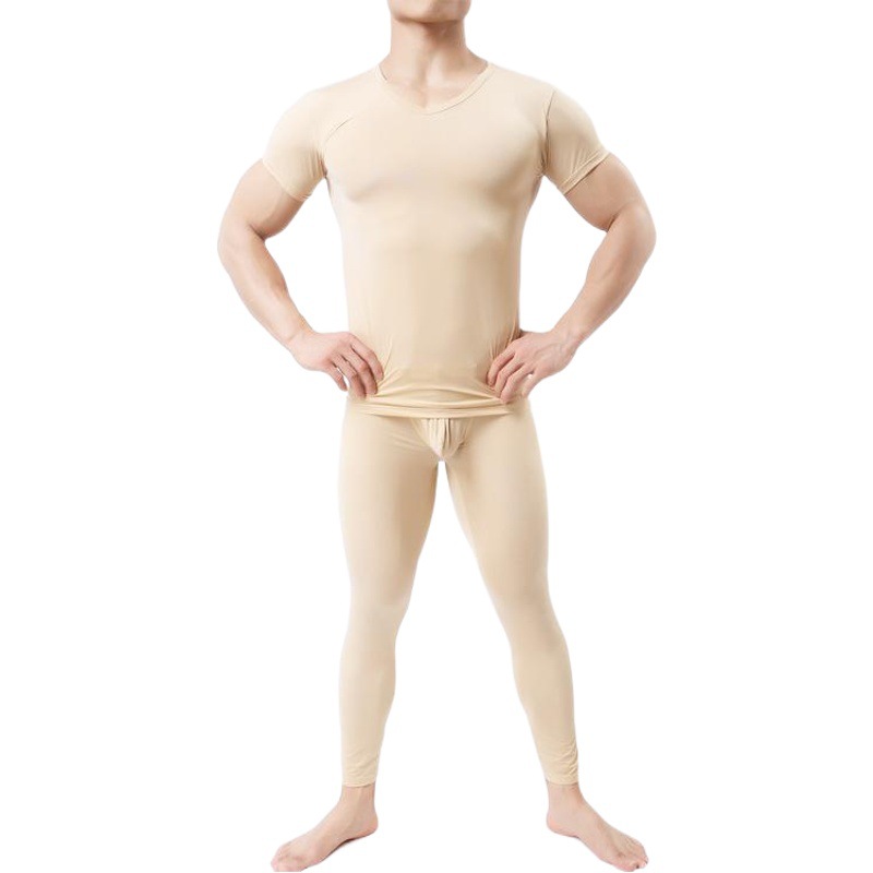 Ultra-thin Short-sleeved Men's Sports Base T-shirt Solid Color Nylon Comfortable Soft Underwear T-shirt