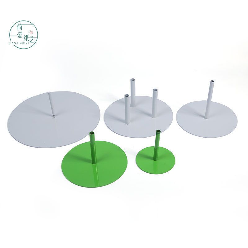 Wholesale In-Stock Iron Art Painted Base Wedding Flower Stand Base Plate, Stand Pole Paper Flowers, Tulle Flowers, Round Handmade Flowers