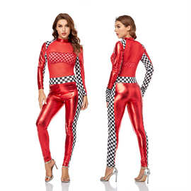 新款长袖赛车女郎车模情趣服啦啦队服机车制服DS演出服网纱舞台服