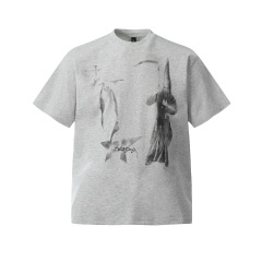 アメリカのレトロな男性のtシャツの男女の個性の丸首の半袖の男性のファッションのブランドのゆったりしている新型の百合の男性の上着