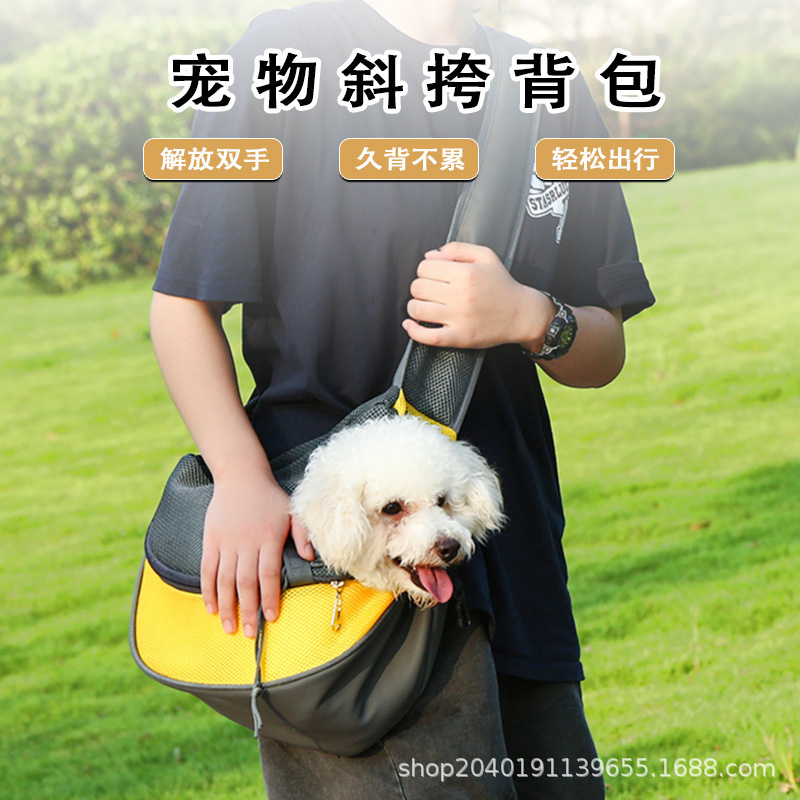 Cross-Border Crossbody Cat Bag, Portable Dog Carrier for Pomeranian and Teddy Small Pets, Breathable Mesh Backpack, Wholesale in Stock