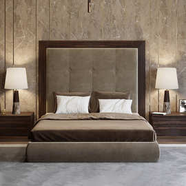 轻奢布艺床高端意式极简新款双人床主卧家用现代简约欧式大气设计