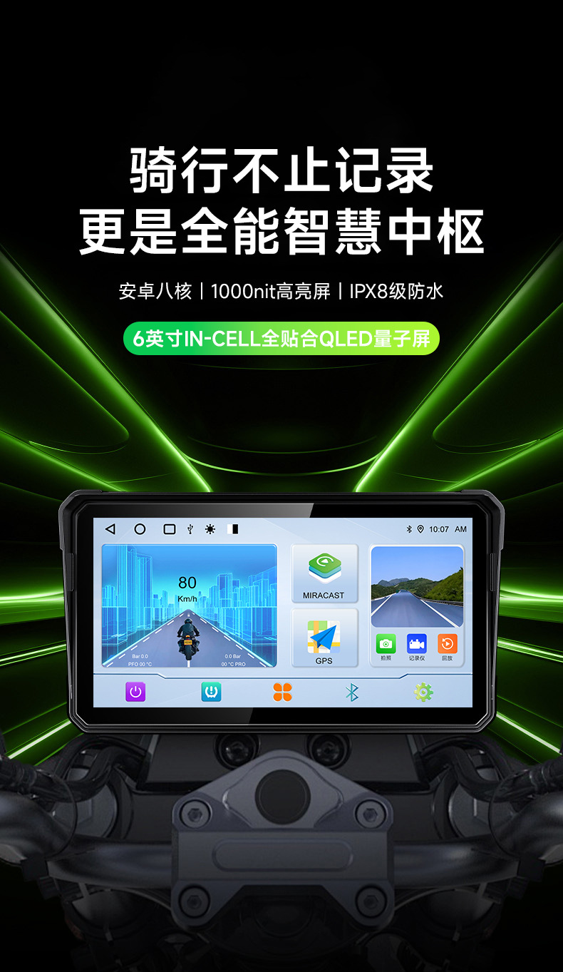 Motorcycle Driving Recorder Built-In Amap Google Navigation Carplay Hicar 4g Remote Monitoring Tire Pressure