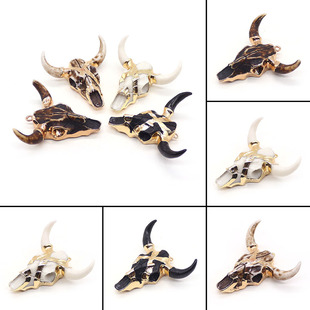 European and American Popular Resin Bull Head Pendant Acrylic Electroplating Hip-Hop Street Pendant DIY Jewelry Accessories Wholesale