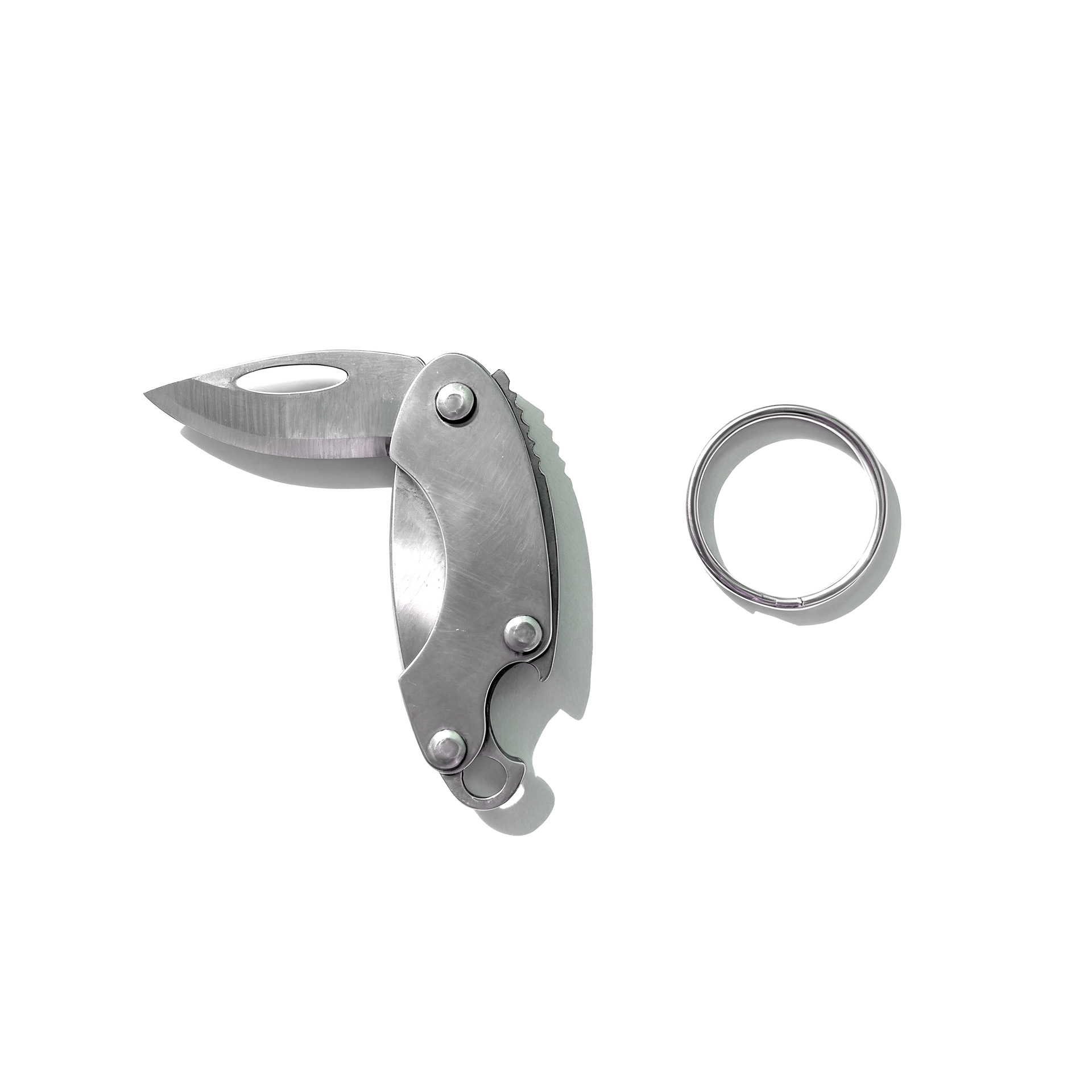 Mini Stainless Steel Folding Knife With Bottle Portable Keychain Pendant, Package Opener, Sharp_voghion.com