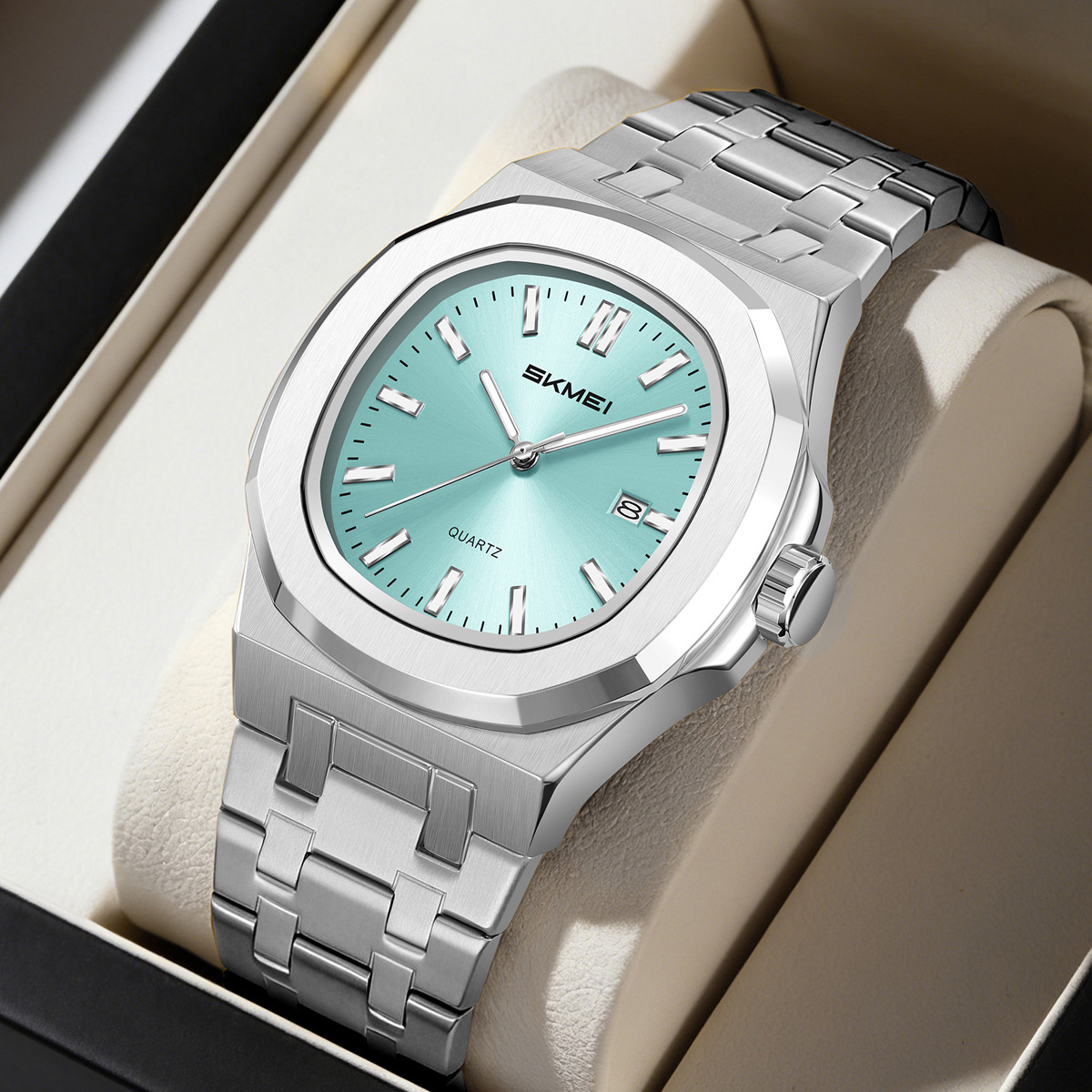 Momento de negocios de acero 30 metros reloj de cuarzo impermeable calendario único reloj de hombre comercio exterior suministro transfronterizo al por mayor