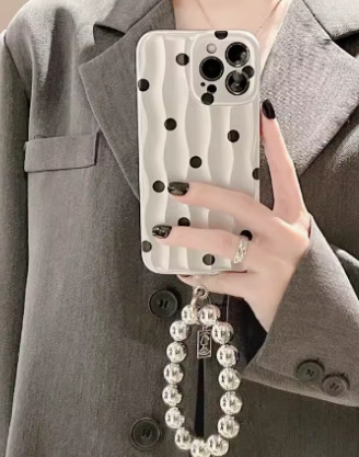 Punto de onda plateado galvanizado simple para iPhone14 patrón de onda 15ProMax Apple 12 funda para teléfono móvil 13 mujer 14PM