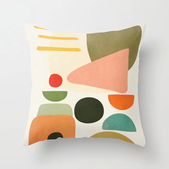 Funda De Almohada abstracta simple moderna funda de almohada de piel de melocotón geométrica simple funda de almohada de mediados de siglo