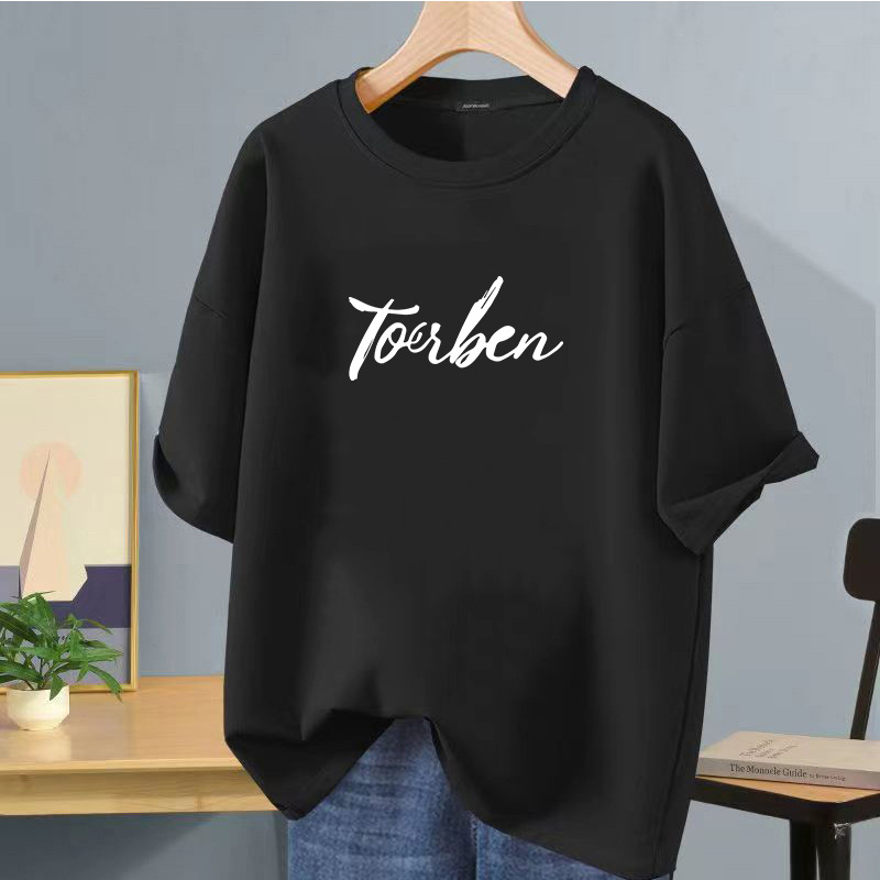 Camiseta de manga corta negra de seda helada de verano impresión de logotipo impreso ropa de clase de bricolaje ropa de trabajo camiseta de cuello redondo impresión
