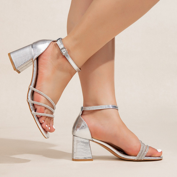 Women's fashionable trend design sandals with rhinestones heels