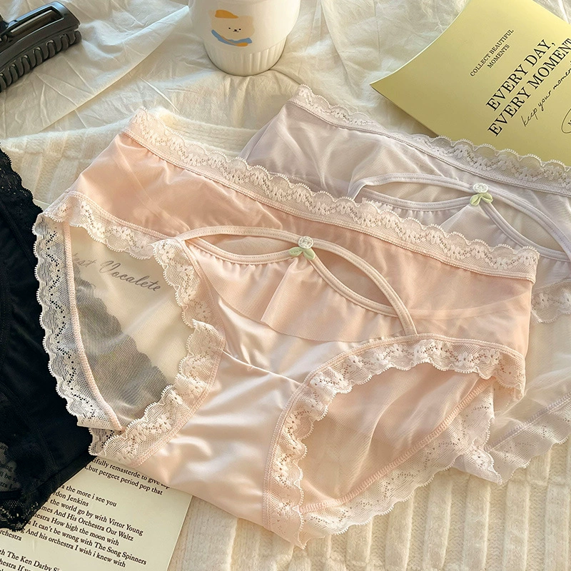 Сексуальные японские кружевные брюки, комфортные шелковые брюки