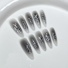 手工穿戴甲噴槍黑腮金屬液態造型長尖手工美甲穿戴式指甲貼假指甲