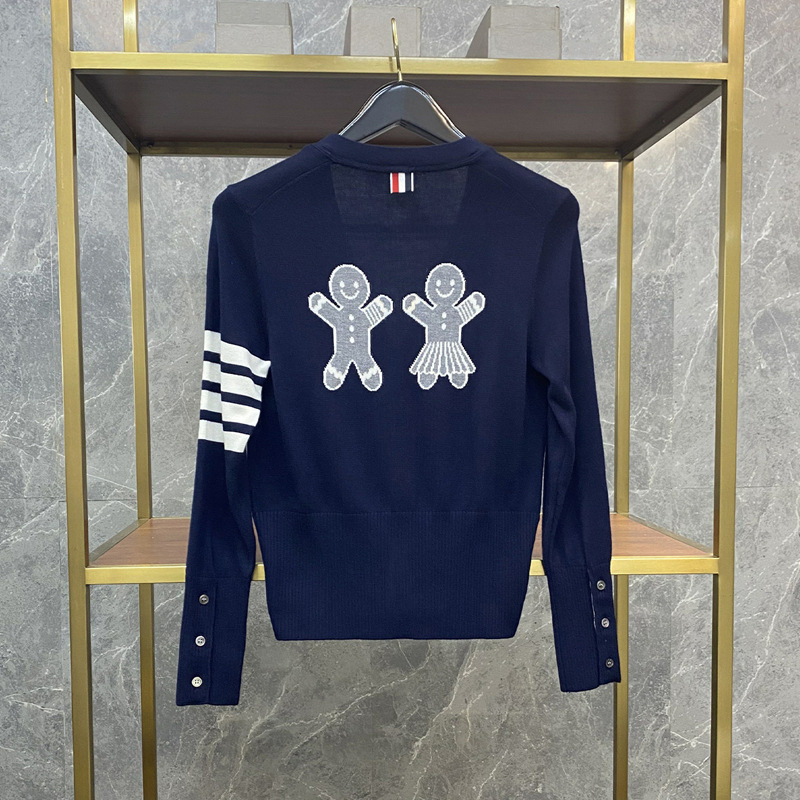 Tnom Biowhe Tb Biscuit Man Wool Knitted Cardigan for Women with Double Doll Back, New Casual Versatile Style