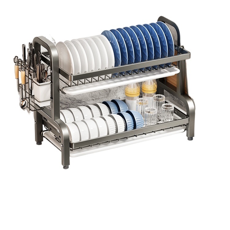 Estante de almacenamiento de platos de cocina estante multifuncional de acero inoxidable hogar estante de platos estante de drenaje estante de platos palillos caja de almacenamiento