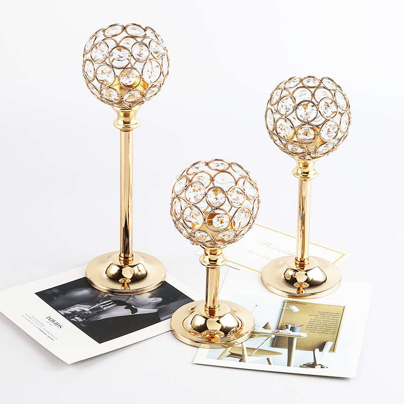 Estilo Europeo mini candelabro de cristal de metal creativo decoración de la boda Hotel Casa cena con velas accesorios Decoración