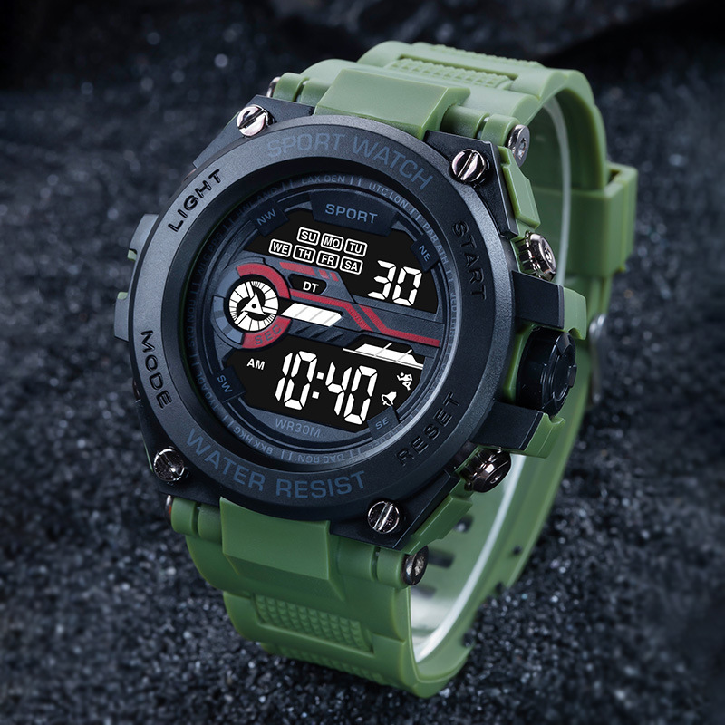 Transfronterizos hombres al aire libre cronometraje deportivo reloj electrónico tendencia estudiantes luz nocturna retención multifuncional reloj electrónico en stock