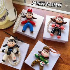 新商品のフォークの多い妹の純樹脂粘土の手作りのペンダントのキーホルダーはかわいいプレゼントのキーホルダーを掛けます。