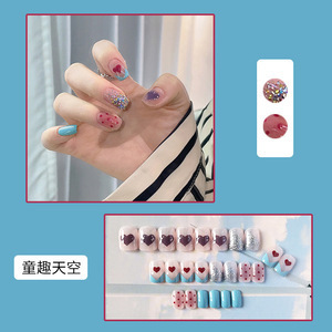 Pequeño Libro Rojo TikTok usar gel de gelatina de uñas parche de uñas desmontable corto terminado temperamento de belleza de uñas pieza de belleza de uñas