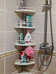 5ZV7 wholesale hole-free shelf for bathroom and toilet, corner triangular stainless steel holder for shower gel and shampoo