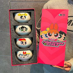 飛天の小さい女性の警察の規格品の陶磁器の碗のかわいい食器のセットの漫画の図案の茶碗の家庭用の贈り物の箱の磁器の碗