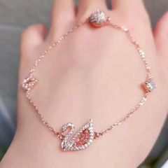 華落ピンク白鳥ブレスレット小衆軽豪華ブレスレットアクセサリー七夕バレンタインデー彼女プレゼント520モザイク