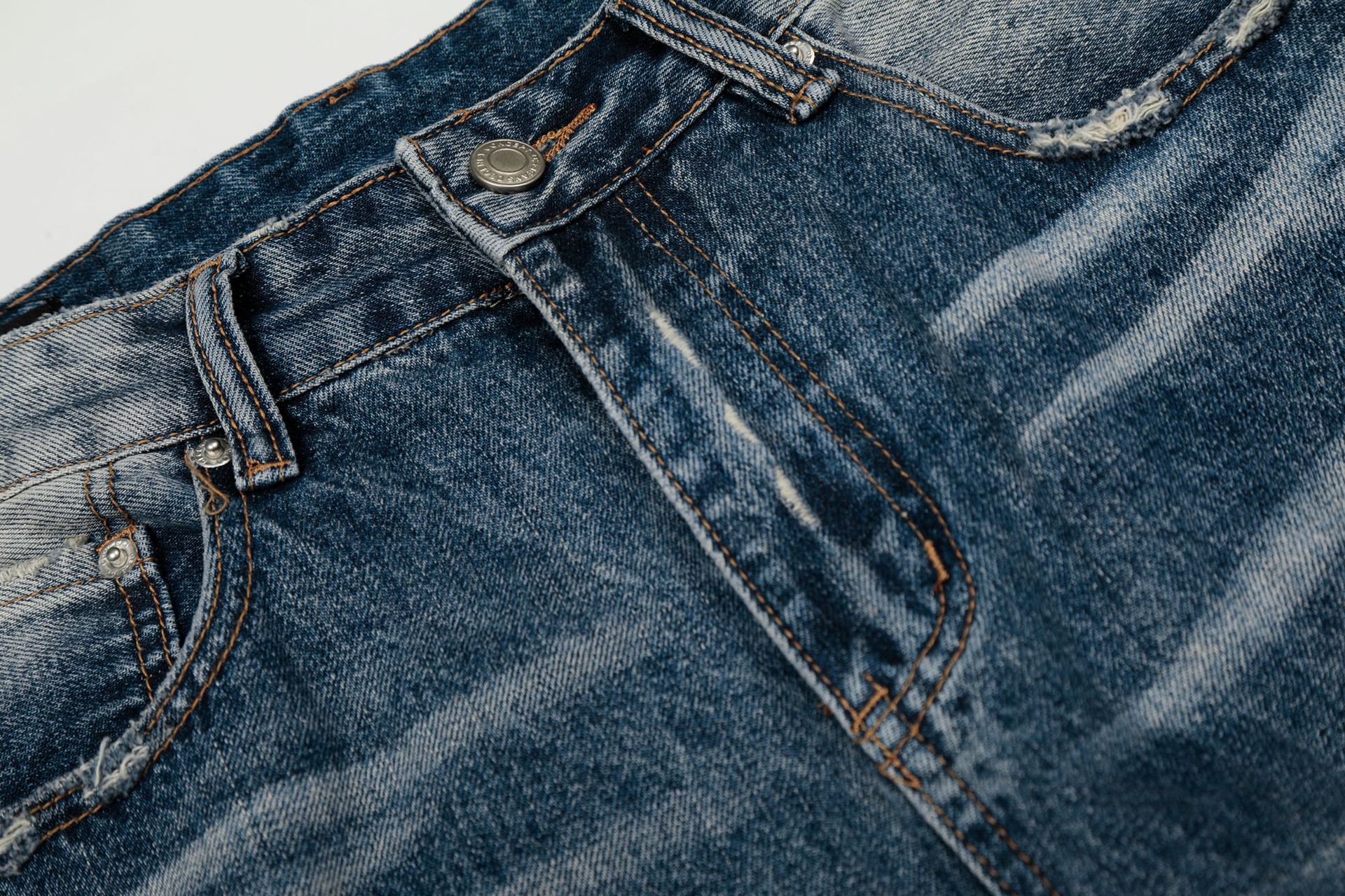 Men's High Street Style Jeans Loose Fit Retro Denim Whisker Texture Washed Feel_viptrois.com