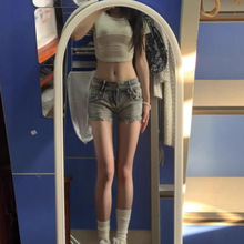 2025美式辣妹低腰牛仔超短裤女夏季新款修身显瘦包臀阔腿热裤子潮