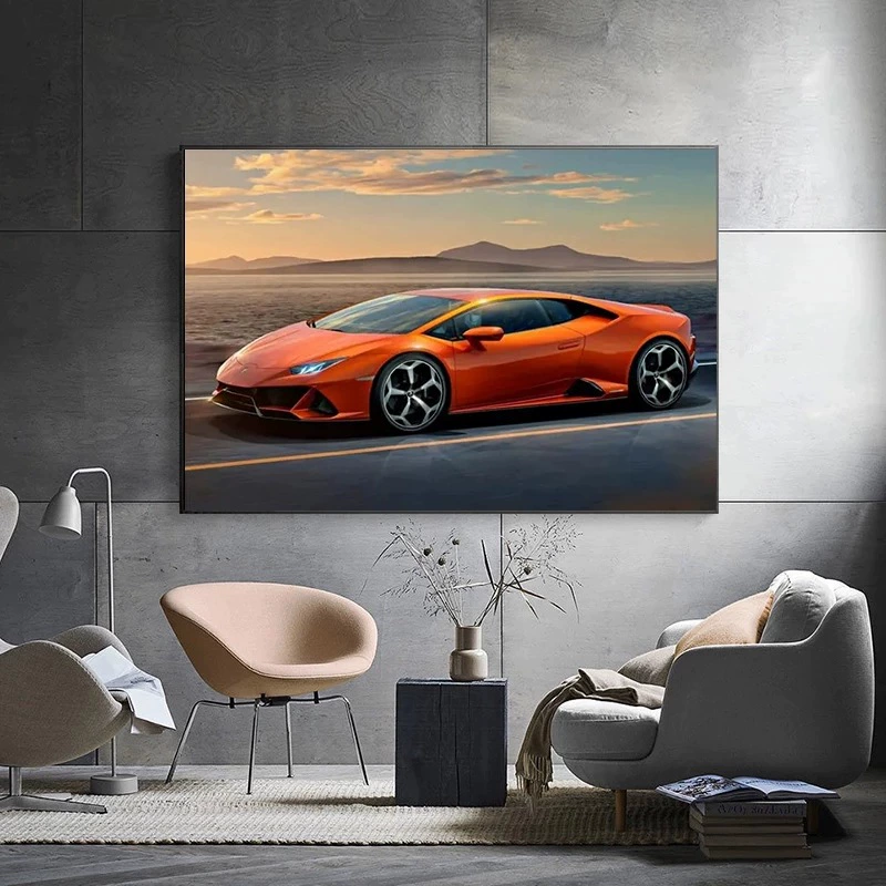 Ferrari, Lamborghini, гоночный автомобиль, настенная плакат