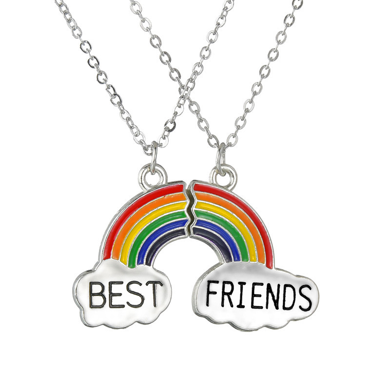 Fashion Necklace Korea Rainbow Cloud Dripping Oil Stitching Pendant Clavicle Chain Necklace display picture 1