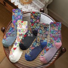 靴下の女性の中筒の綿の靴下の秋の薄いタイプのinsの潮の百合の諸及び靴下のストッキングの民族の風の復古の綿の靴下