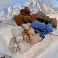 秋冬新款～韓版ins充棉立體可愛麵包蝴蝶結頭扎皮套發圈飾品