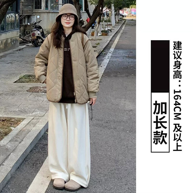 棕咖色雪尼尔阔腿裤女春秋2025新款高腰垂感秋冬直筒休闲加绒裤子|undefined