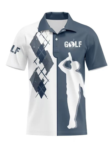 Hot fashion brand summer trend men's short-sleeved polo shirt with digital printed pattern