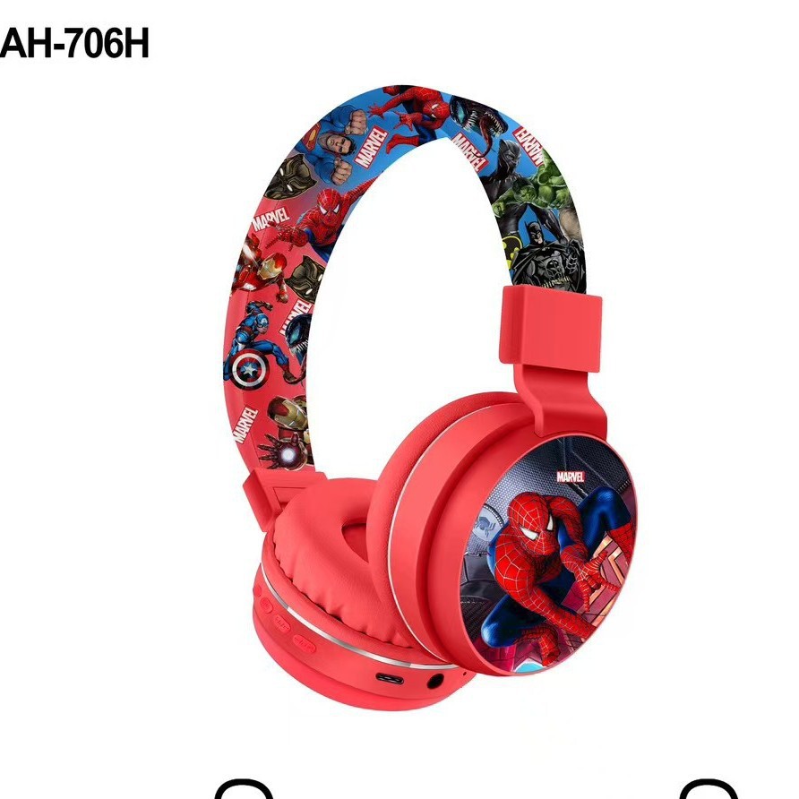 AH - 706H Spiderman auriculares de dibujos animados estudiantes lindos dibujos animados inalámbricos inteligentes descomprimidos auriculares Bluetooth image 3