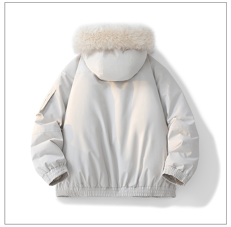 Parker Tooling Padded Jacket For Men And Women Autumn Fur Collar Padded Jacket Thickened Couple Hooded Padded Jacket_viptrois.com