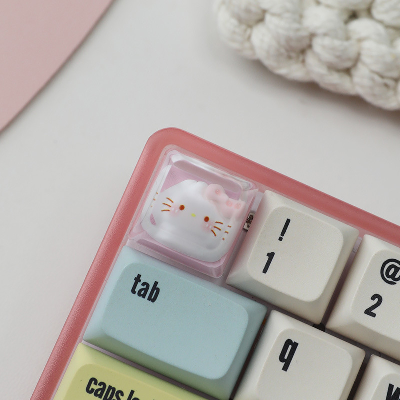 スポットパーソナライズ樹脂接着剤半透明かわいい猫キーキャップクロス軸メカニカルキーボードキーキャップシングル高さ|undefined