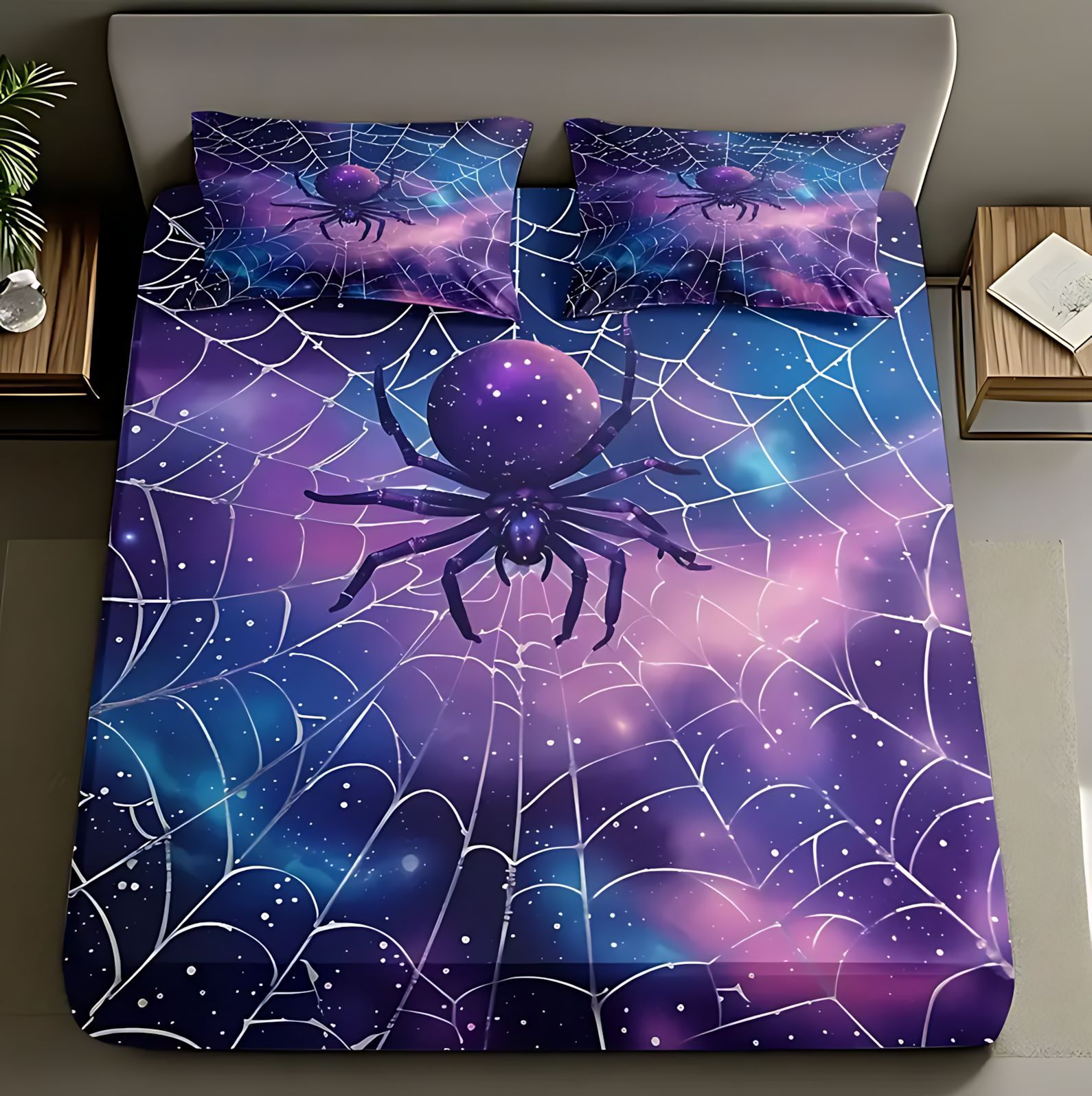 Temas de tela de araña TEMU / JIT impresión digital 3D Kit de cama de cama de cama transfronterizo J fabricantes de fuentes textiles pueden venir a la foto