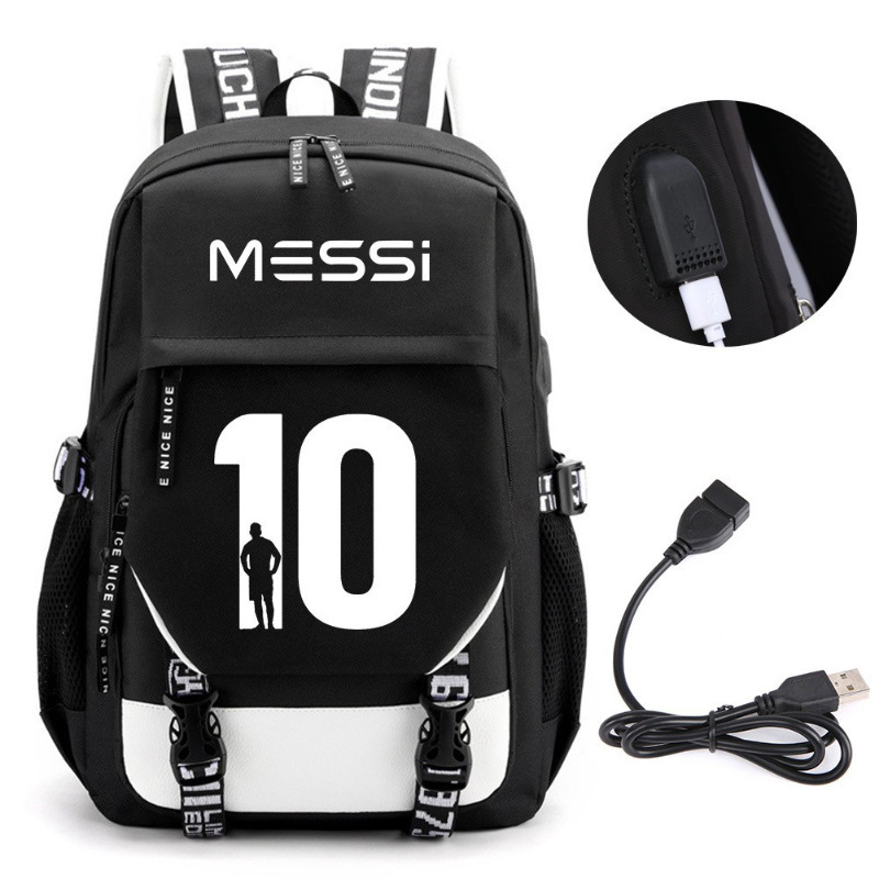 Estrellas de fútbol transfronterizas mochila perimetral mochila de computadora USB de gran capacidad para adolescentes bolsas escolares