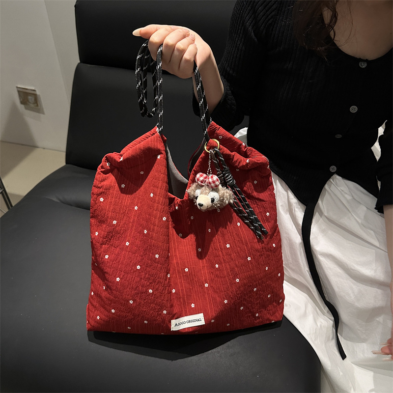 Bolsos de mujer 2025 nuevo estilo verano simple estilo casual bolso Tote bolso de lona clásico lunares bolso de moda de mensajero de un solo hombro