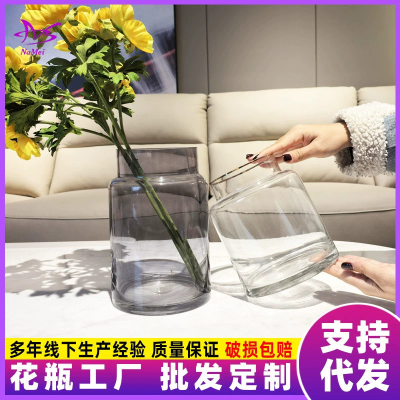 Прозрачная стеклянная ваза в европейском стиле гидропонные цветы розы лилии цветочная композиция гостиная обеденный стол с прямой трубочкой ins простой