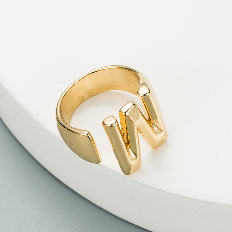 fashion copper plated English alphabet open ring