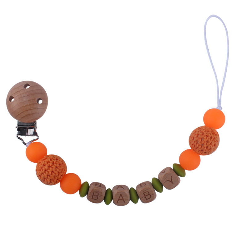 Bebé suministros de dibujos animados de haya animal pulsera de silicona DIY nombre calmante bebé molar juguete anti-caída de la cadena