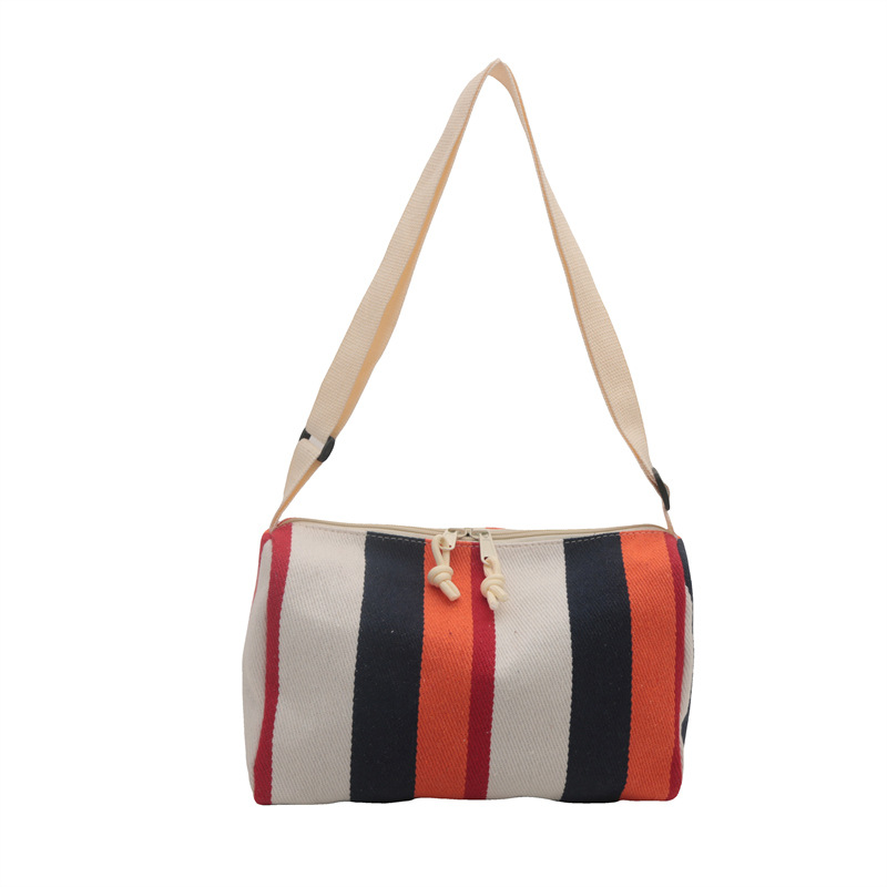 Bolsa de hombro coreana de gran capacidad para mujeres 2024 nuevo estilo simple a rayas verticales mochila casual bolso de almohada de moda