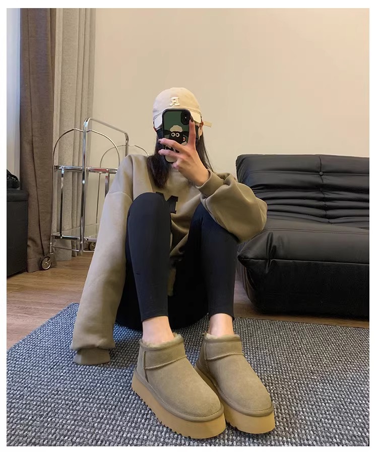 Women's Fur Lined Ankle Boots With Thick Platform Sole_voghion.com