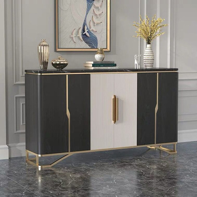 美式意式港风装饰柜不锈钢大理石茶水酒水柜现代简约餐边柜储物柜|ru