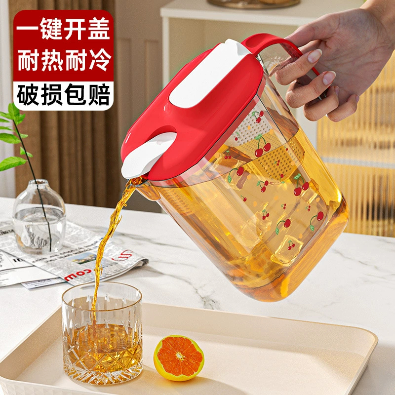Flavored tea, transparent plastic capacious teapot for home use, simple and elegant design